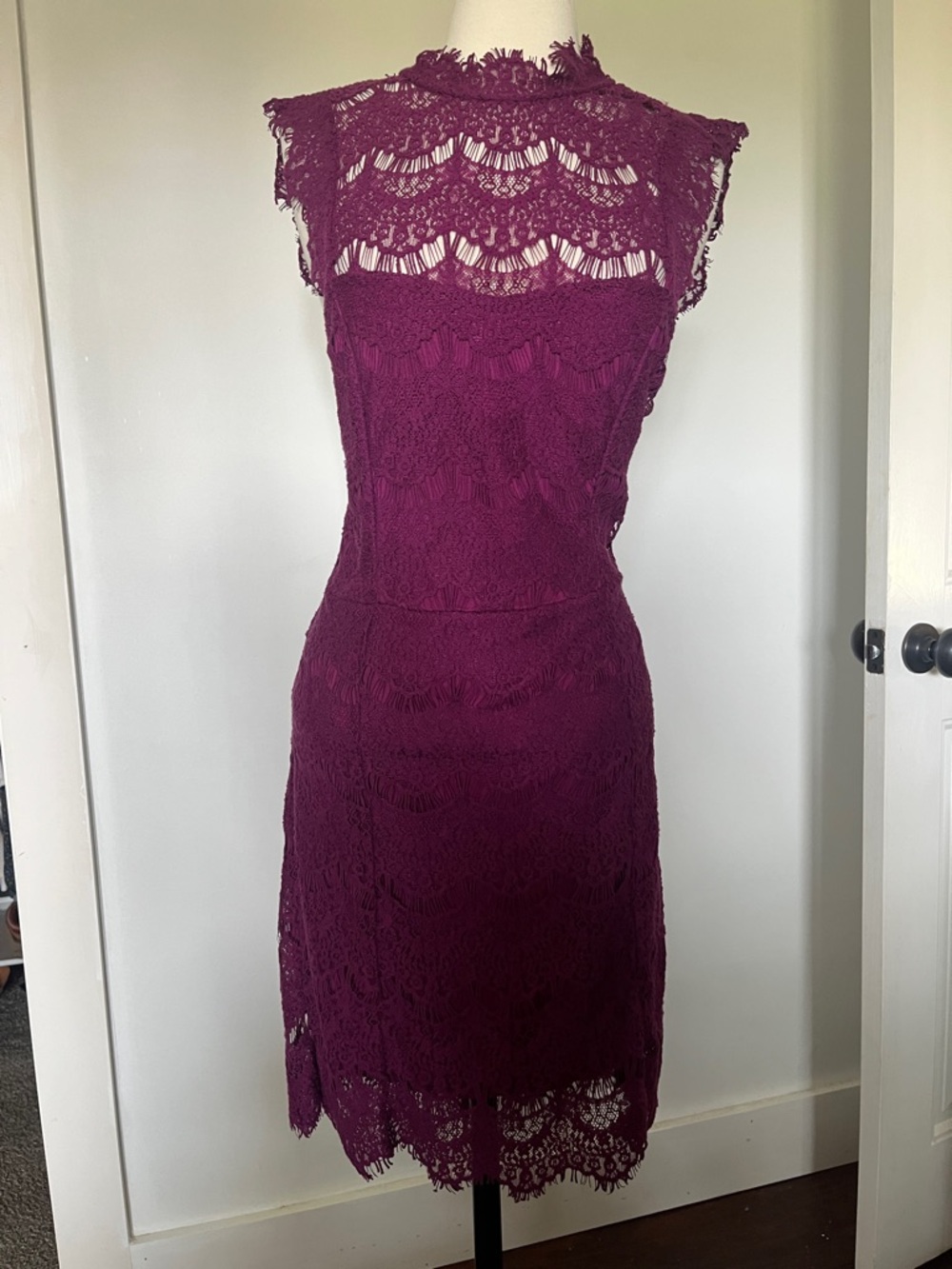 Anthropologie Lace Midi Dress in Plum